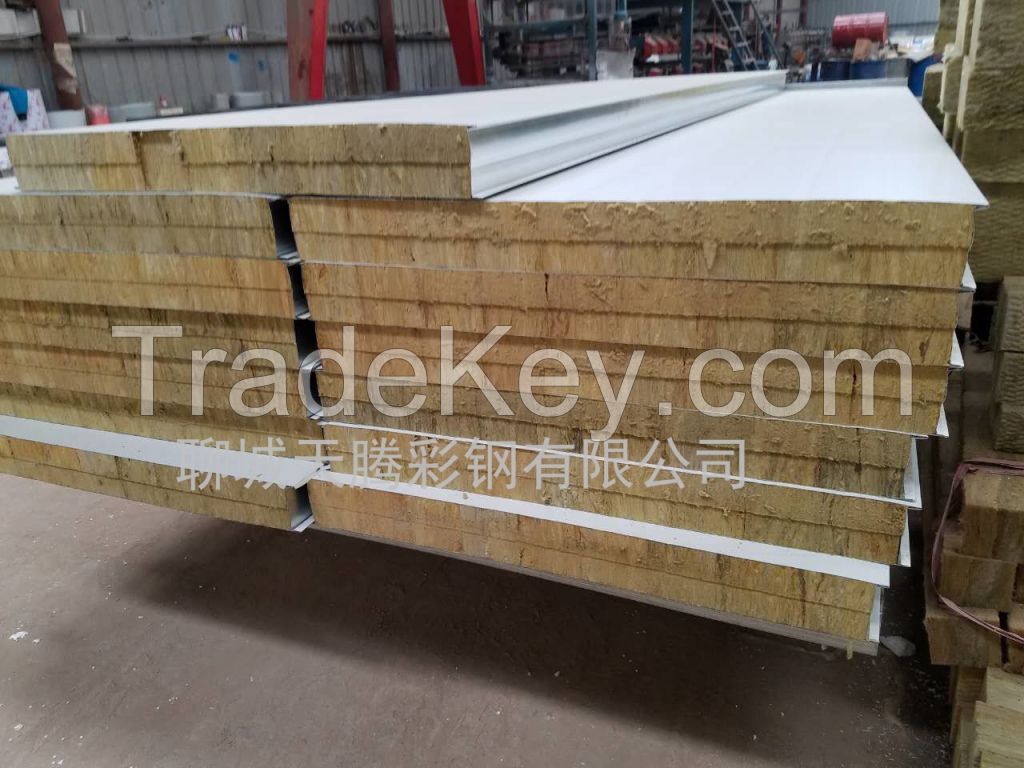 fireproof color steel rockwool sandwich panels for wall 