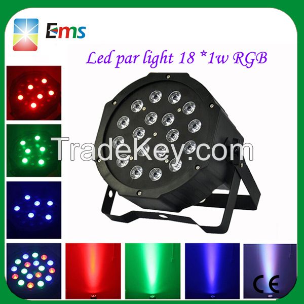 high power led par light 18 pcs*1w stage light rgb led flat par light wholesale