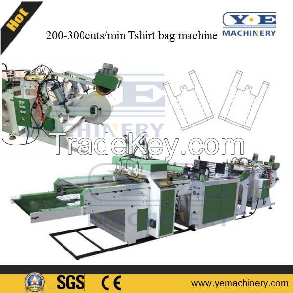 High Speed 300cuts Servo Motor Tshirt Shopping Bag Making Machine