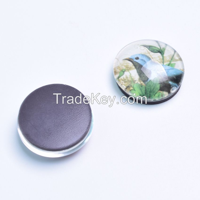 round shape crystal glass fridge magnet for refrigerator