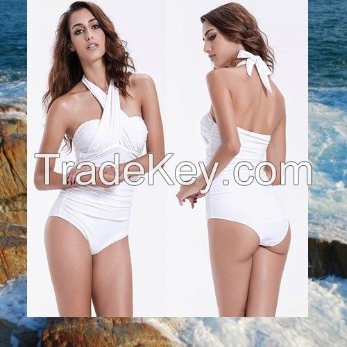 Swimwear Sexy Crossover Halter One Piece Swimsuit 