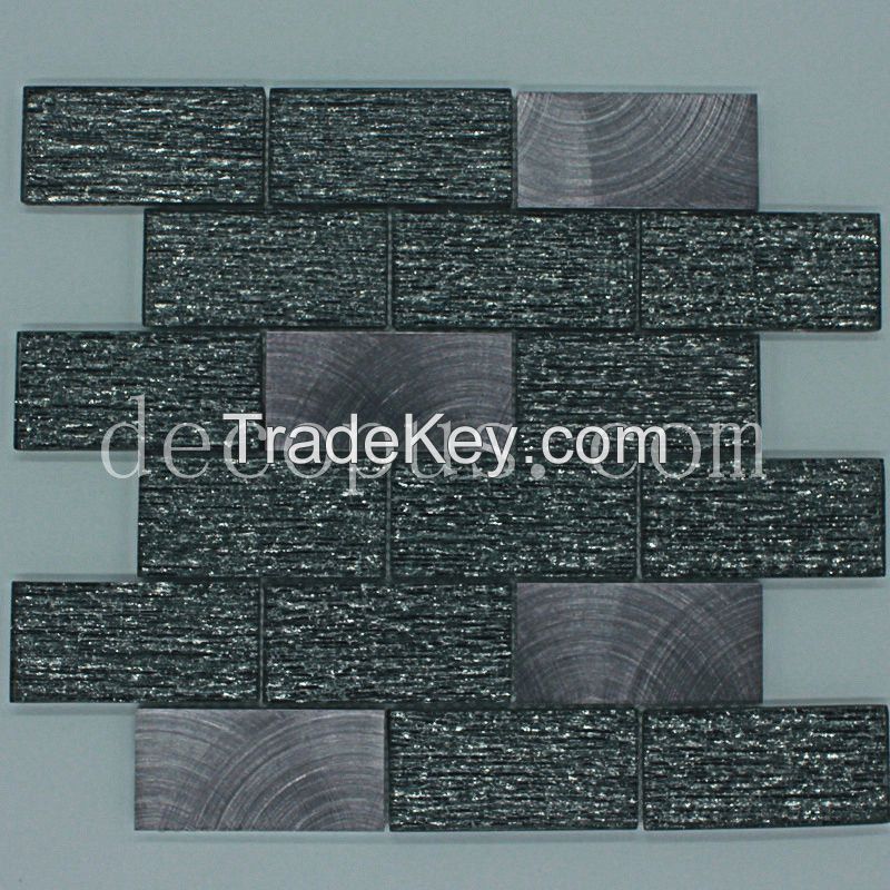 Long strip Mixed 3d glass mosaic tile for kitchen diningroom decoration