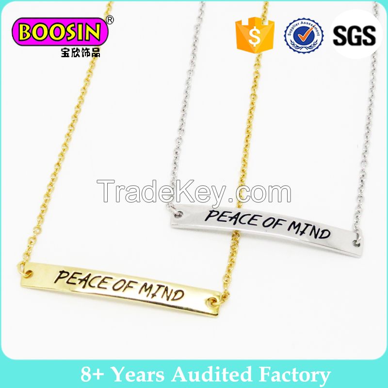 Gold/Silver Plated Custom Logo Bar Necklace