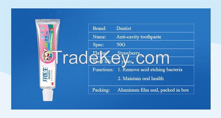 50g children strawberry flavor anti-cavity toothpaste OEM