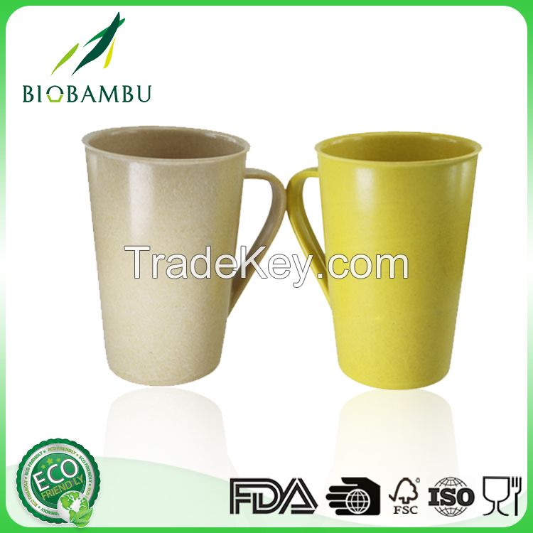 Fancy China supplier Custom logo bamboo fiber cup with handle