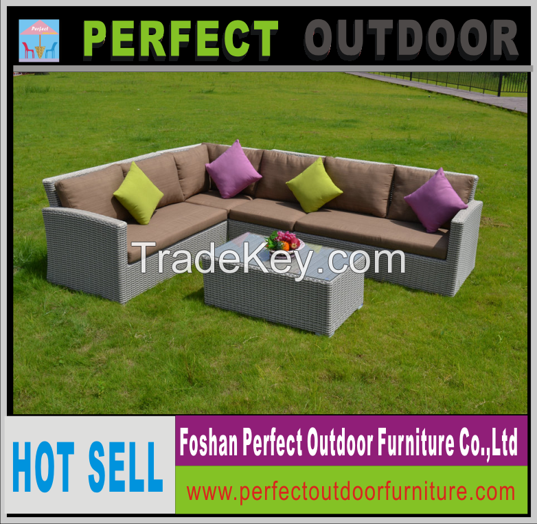 Aluminum frame PE woven rattan arm sofa