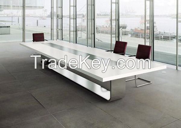 Acrylic Solid Surface sqaure office Conference Table furniture