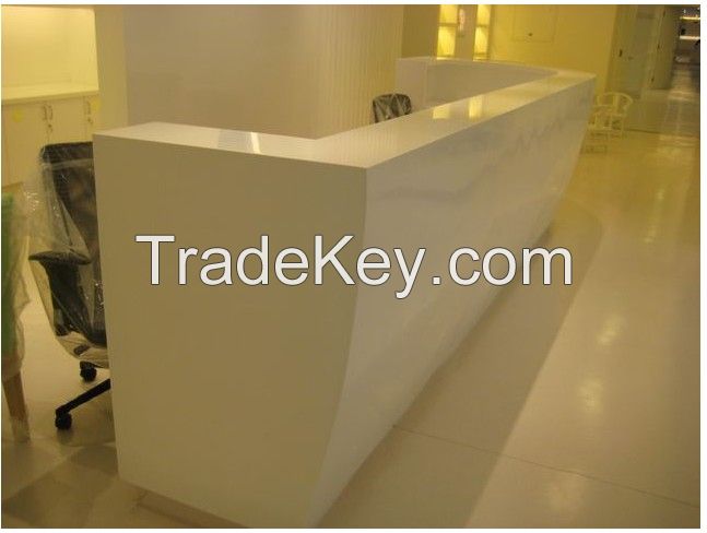 TW small front desk reception counter,half round artificial marble reception desk