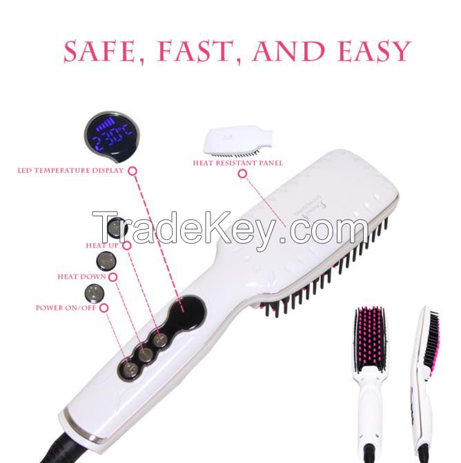 Hair Care Showliss Hair Straightening Ceramic Brush LED Display Temperature Control