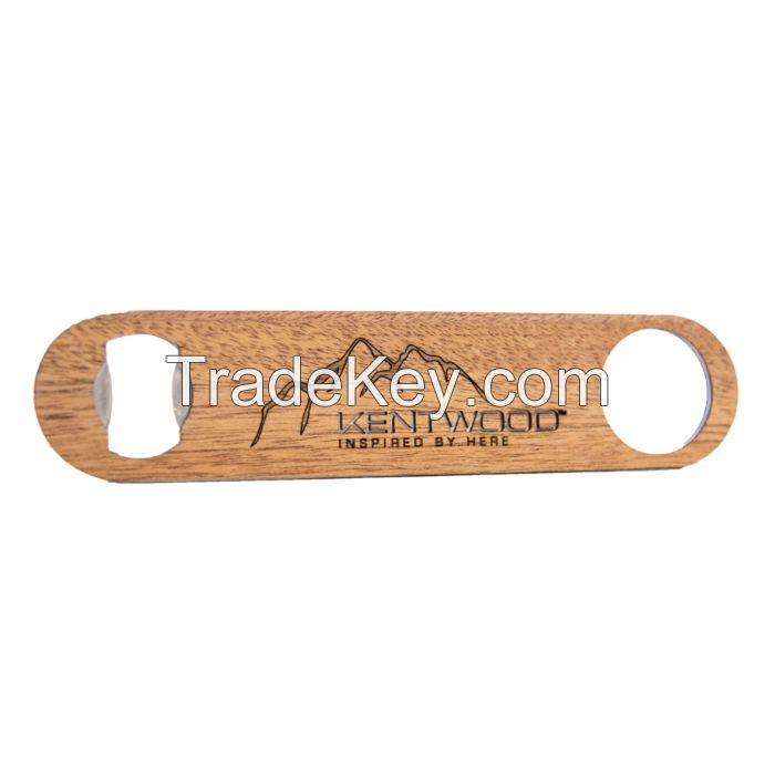  Premium Quality Flat Wooden Stainless Steel Bottle Opener with wood handle