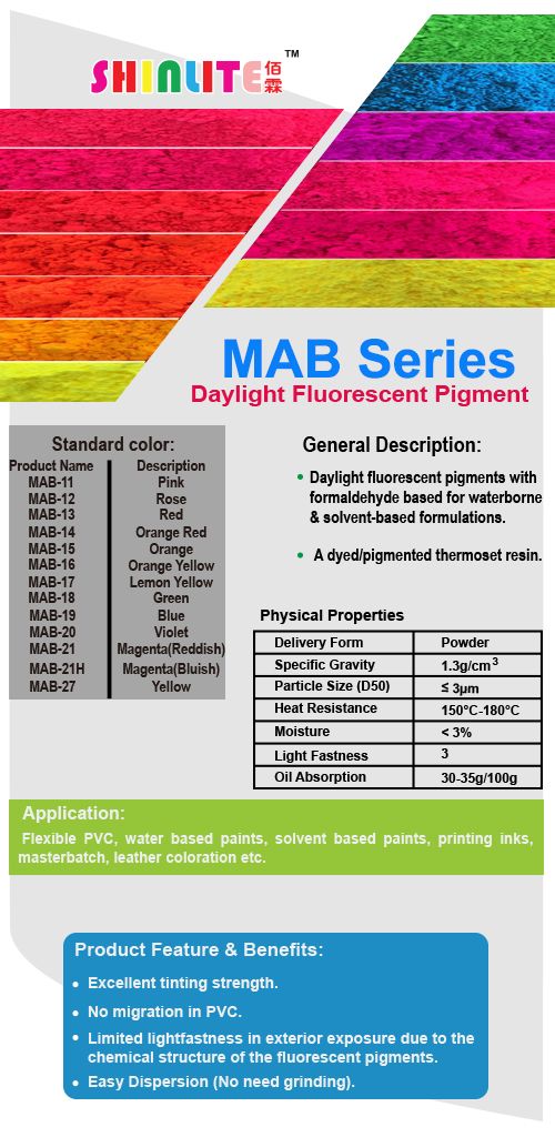 Fluorescent Pigment for paint, ink, coating PVC, Masterbatch