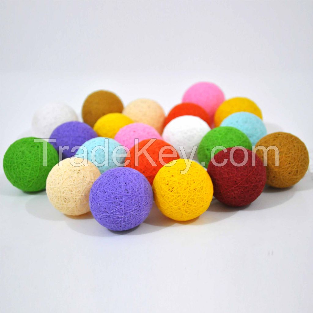 Handmade Rainbow Cotton Ball Light Festival Party Wedding Decoration Battery