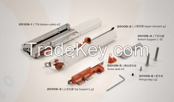 Double soft closing roller for aluminum door