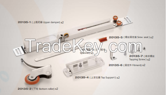 Soft closing roller for aluminum door