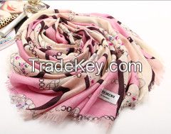 top quality custom digital printed wool scarf