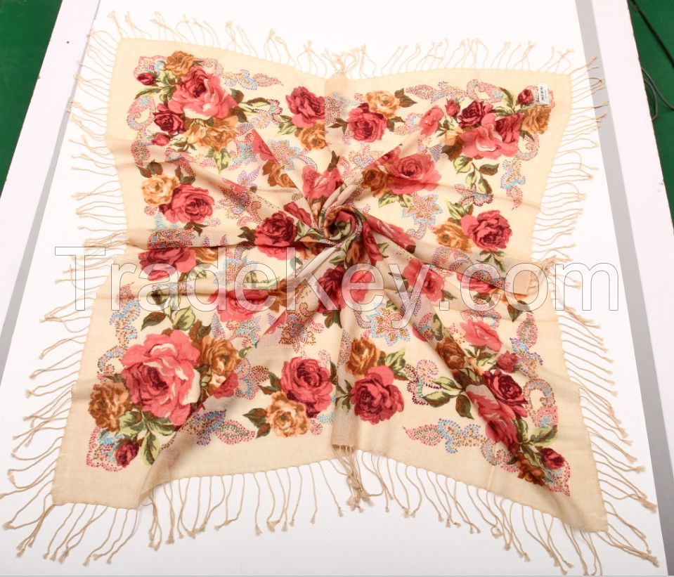 high end wool printed square scarf