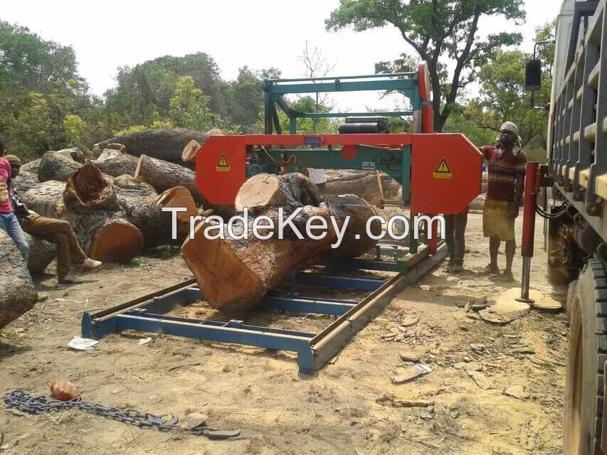 Wood Sawmill Machinery Horizontal Band Saw Diesel Engine Powered Portable Sawmill