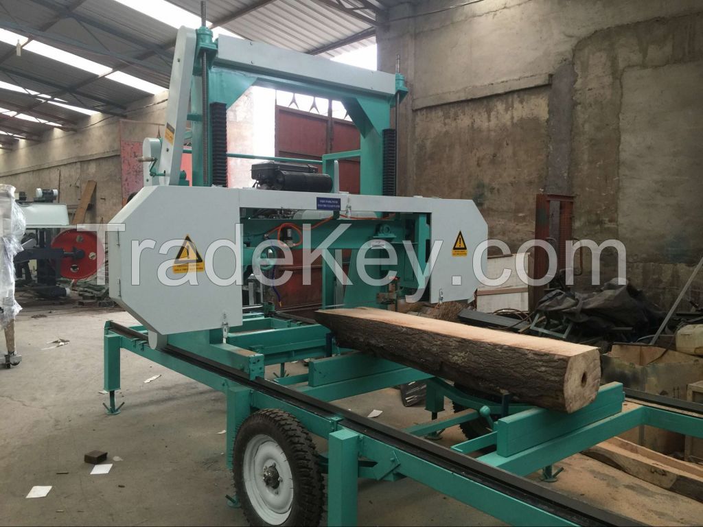 Wood Sawmill Machinery Horizontal Band Saw Diesel Engine Powered Portable Sawmill