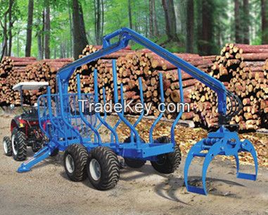 Forest log trailers with crane, log trailers with grapple