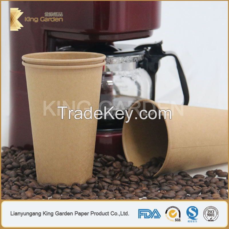 virgin wooden pulp kraft single wall paper cup 