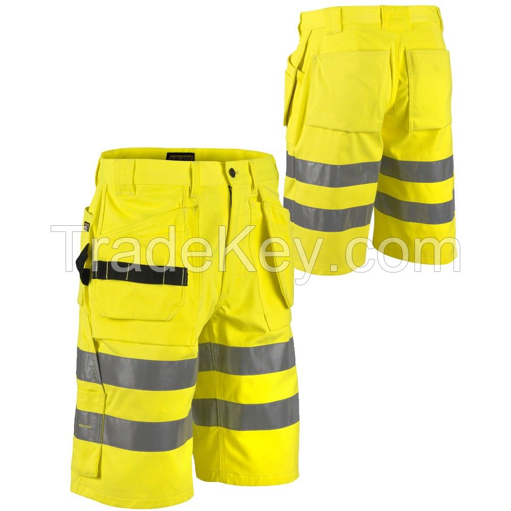 Bright orange reflective tape men cargo shorts pants