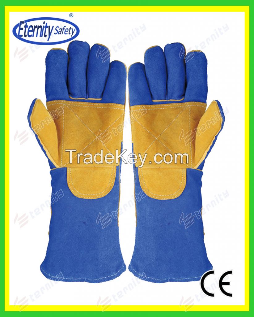 reinforced palm cow split leather welding glove