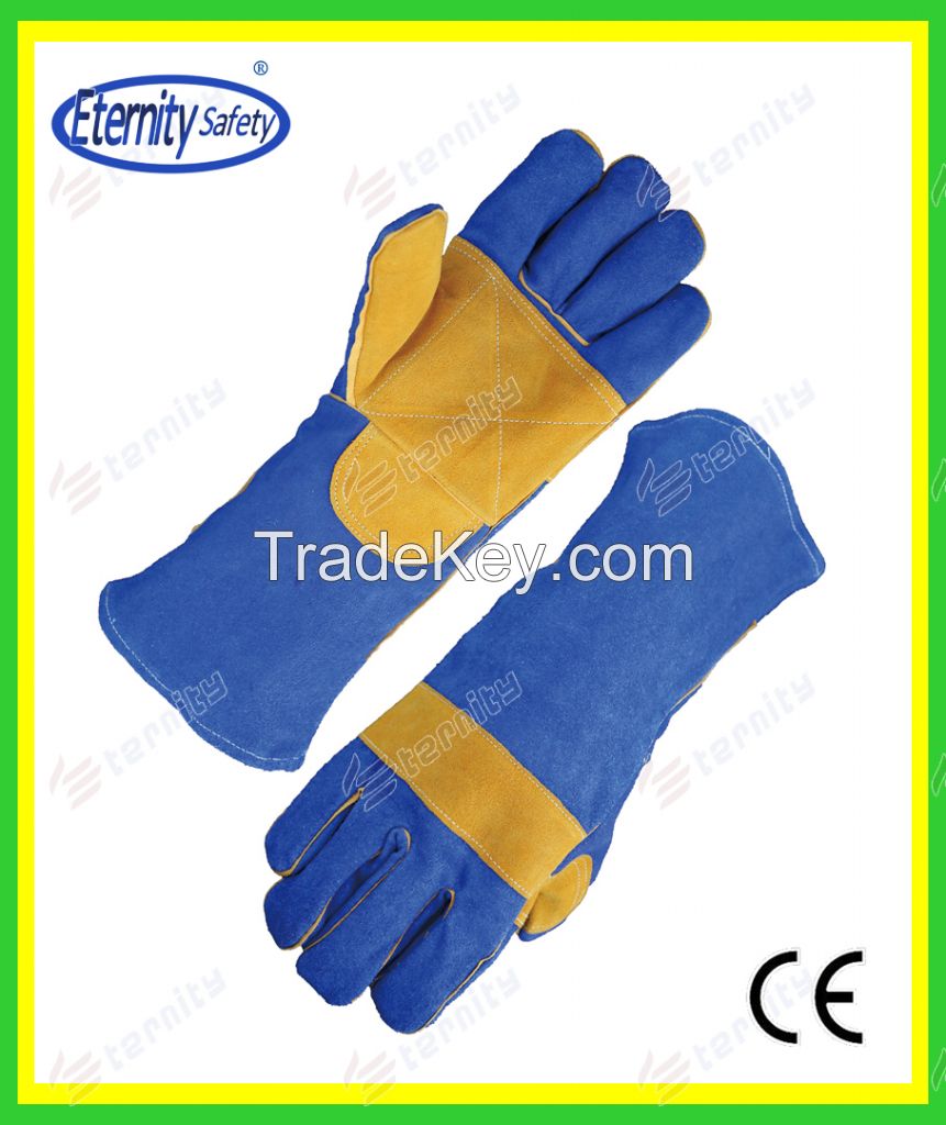 reinforced palm cow split leather welding glove