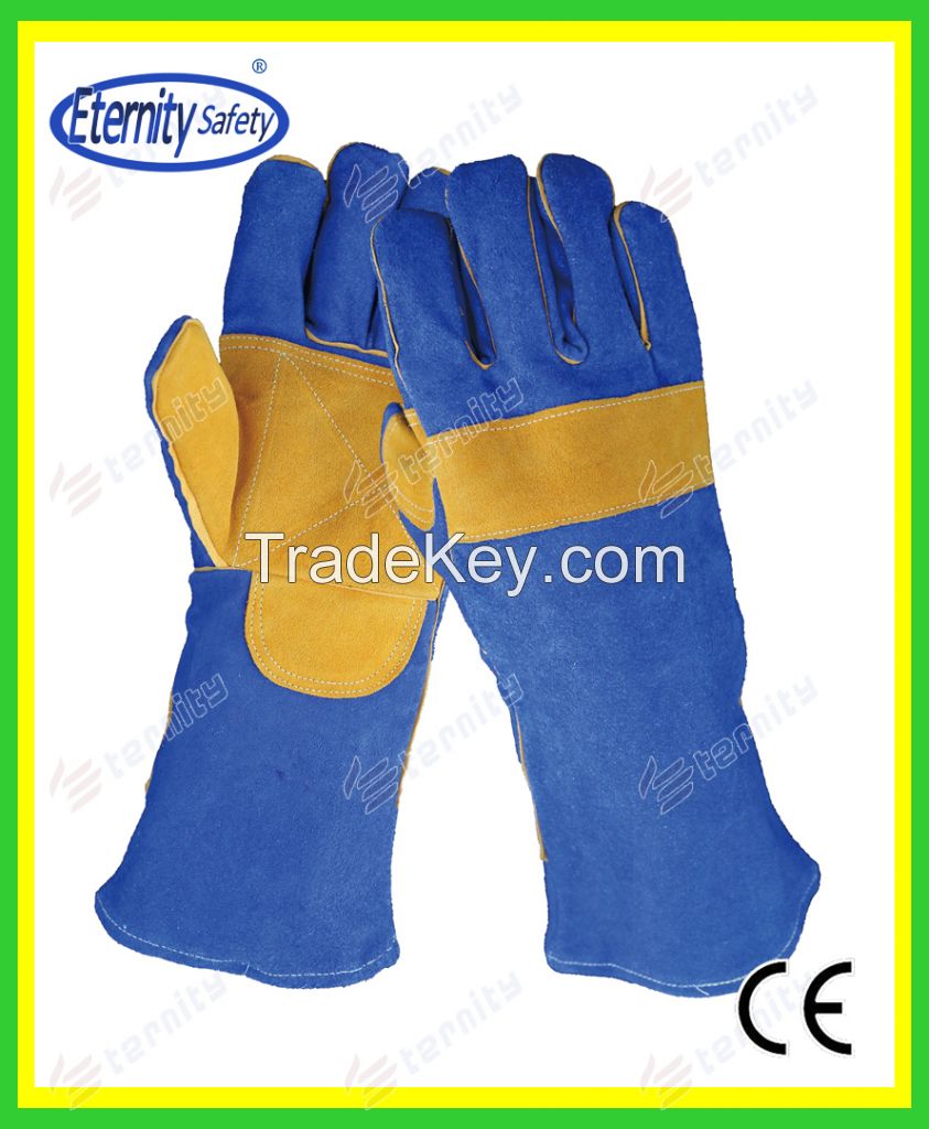 reinforced palm cow split leather welding glove