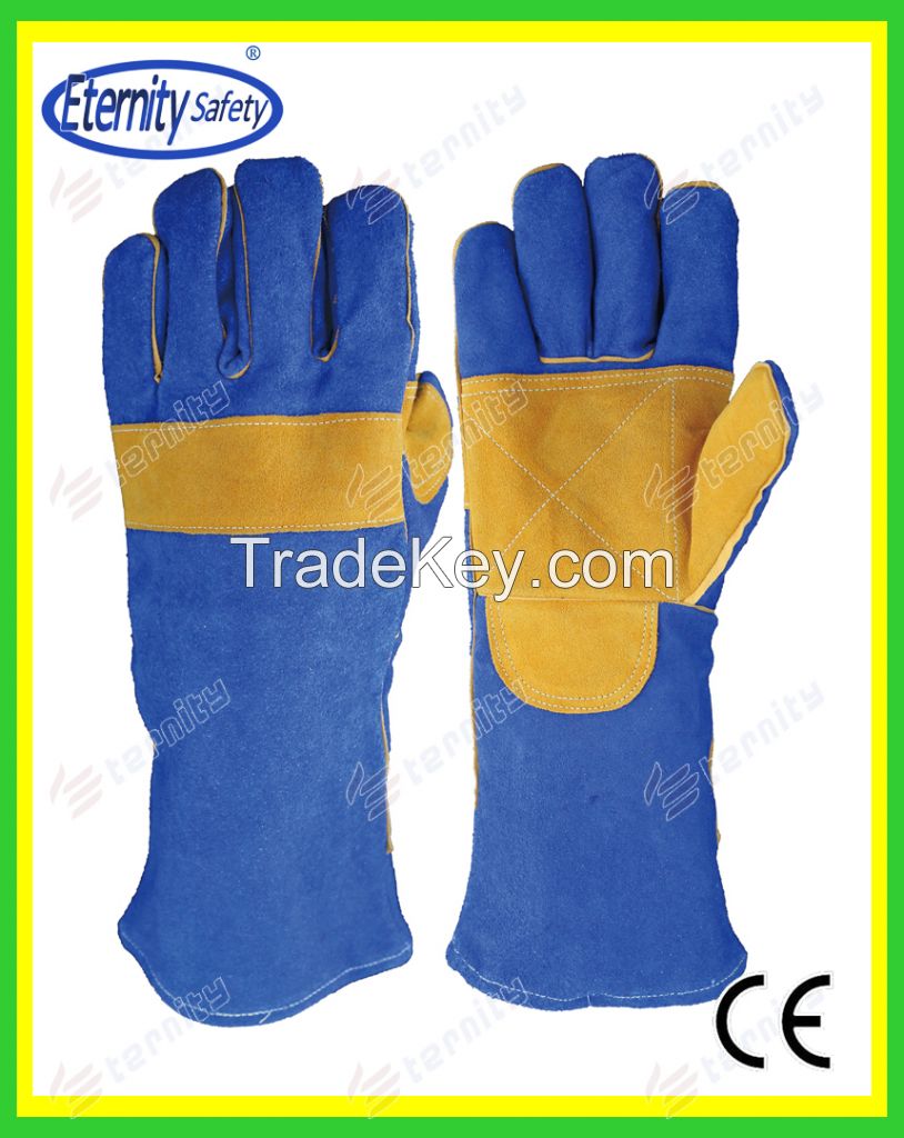 reinforced palm cow split leather welding glove