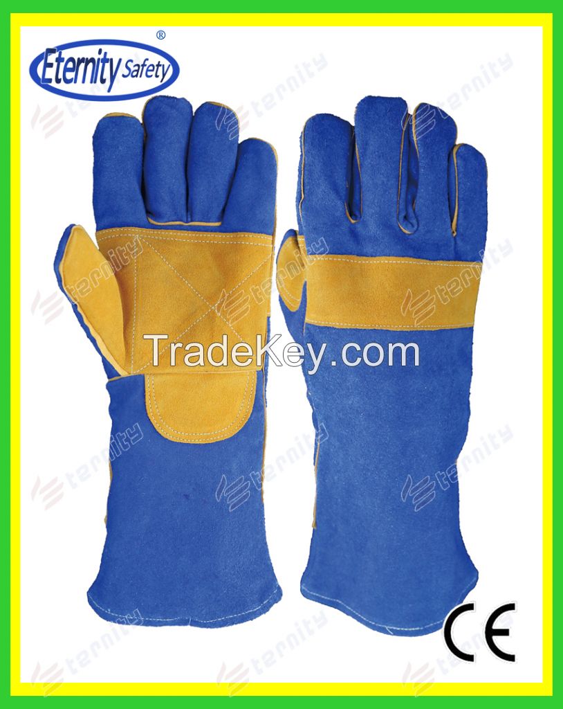 reinforced palm cow split leather welding glove