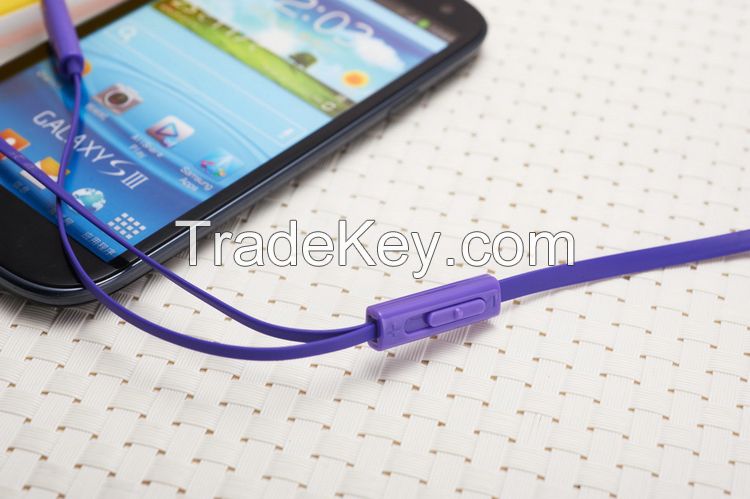 In-Ear Stereo Purple Earphone 3.5mm Headphones Headset with Mic for Iphone