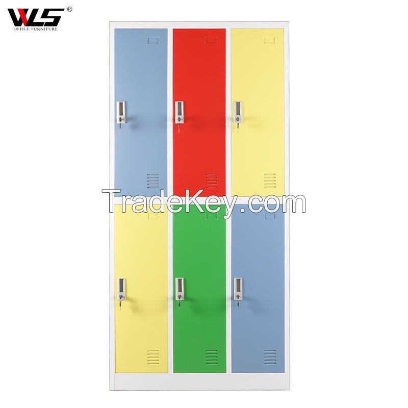 WLS metal storage clothing wardrobe 6 door steel locker cabinet