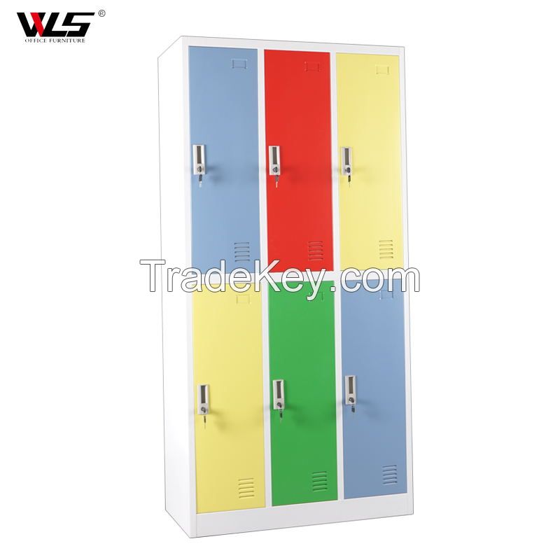 WLS metal storage clothing wardrobe 6 door steel locker cabinet