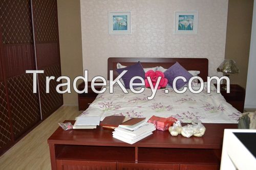 Bedroom Furniture-Solid Wood Carved King Bed