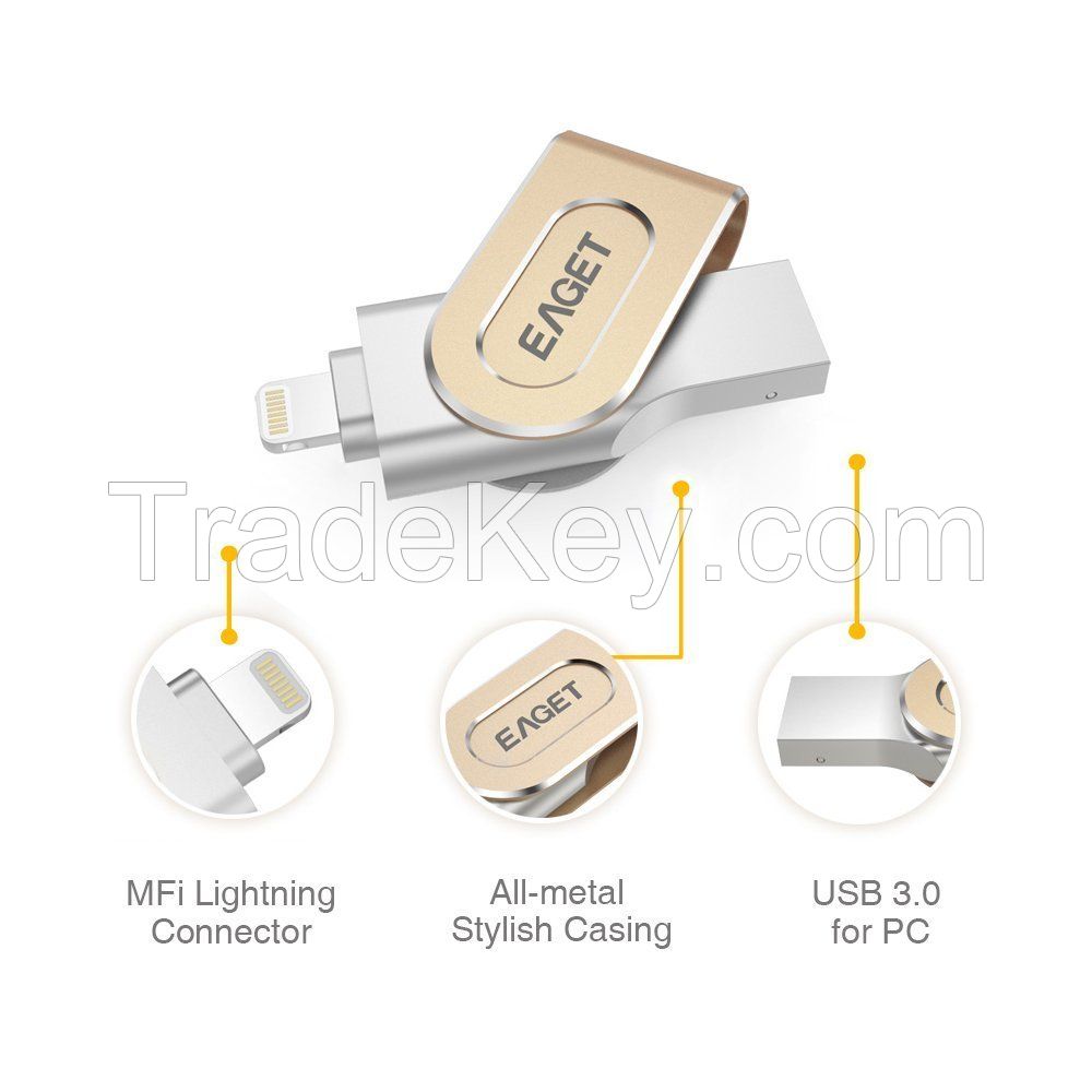 Eaget I80 Apple MFi Pen Drive Lightning / USB 3.0 Dual-interface OTG 32G/64G/128G