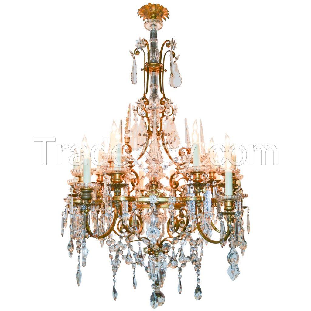 19th Century French Gilt Bronze &amp; Crystal Chandelier