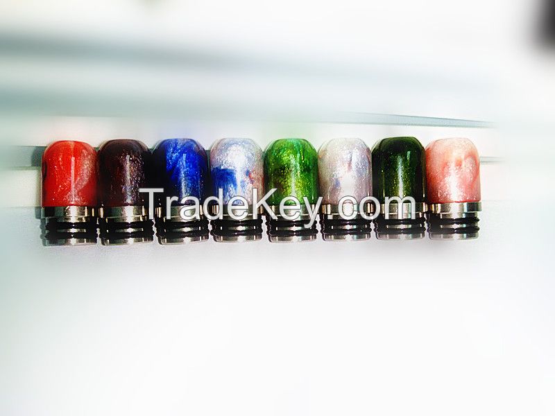 electronic cigarette ecig 510 drip tips made by epoxy resin and stainless  metal