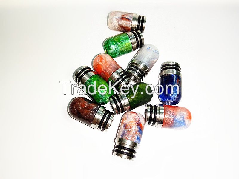 electronic cigarette ecig 510 drip tips made by epoxy resin and stainless  metal