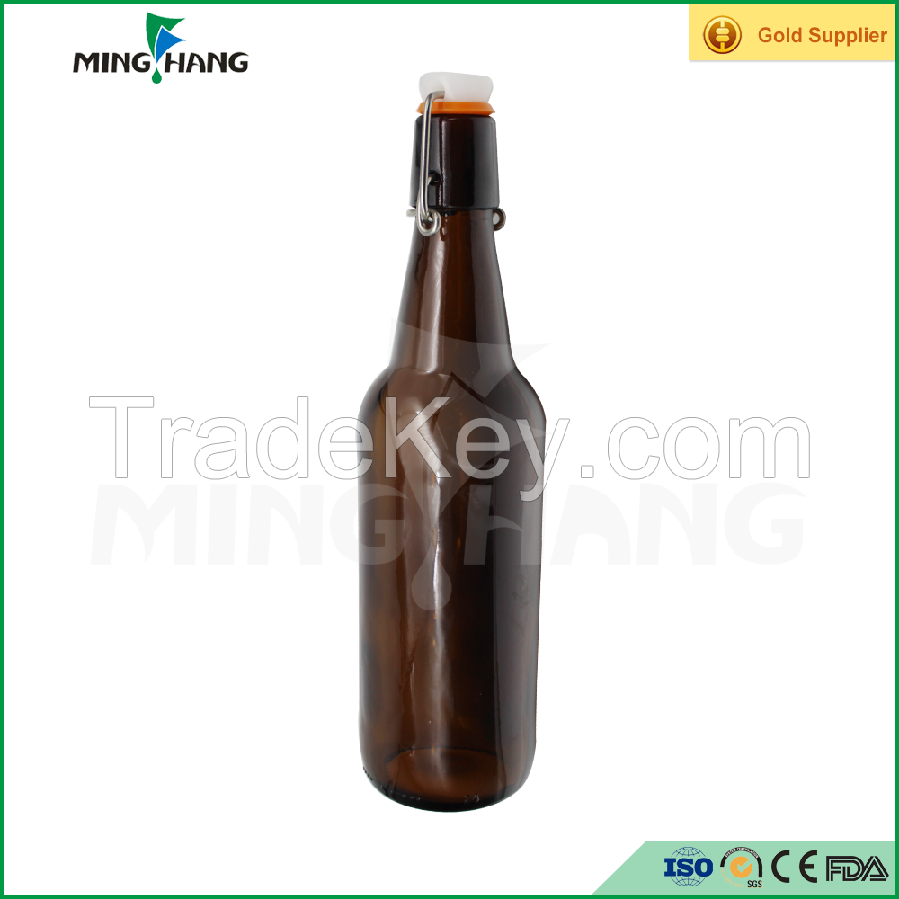 500ml amber glass wine bottle with swing cap