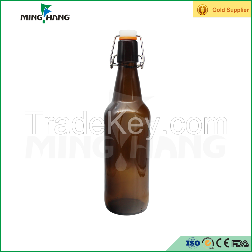 500ml amber glass wine bottle with swing cap