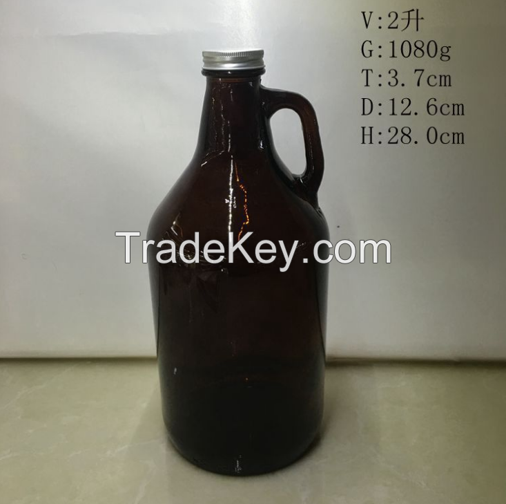 64oz amber/clear glass growler