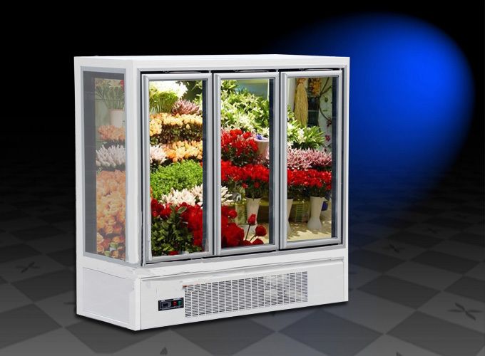 OEM commercial glass door flower display refrigerator