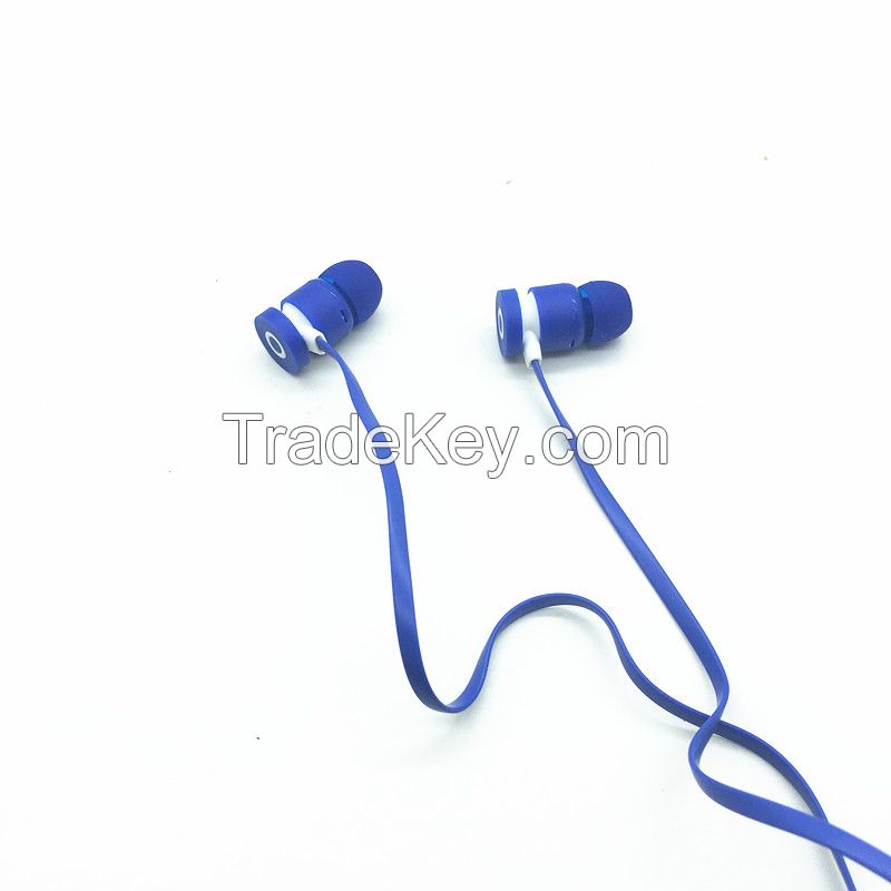 world wide popular flat cable stereo earphone with silicone ear muff