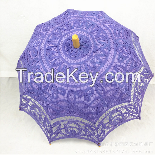Handcraft  sun umbrella with  lace macrame (purple)