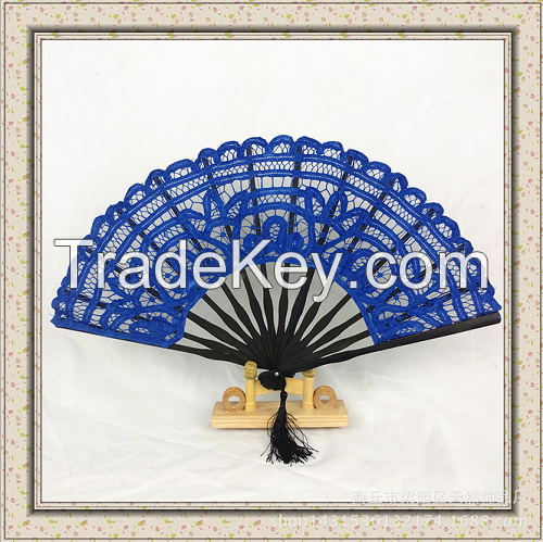 100% hand embroidery bamboo-based lace fan 