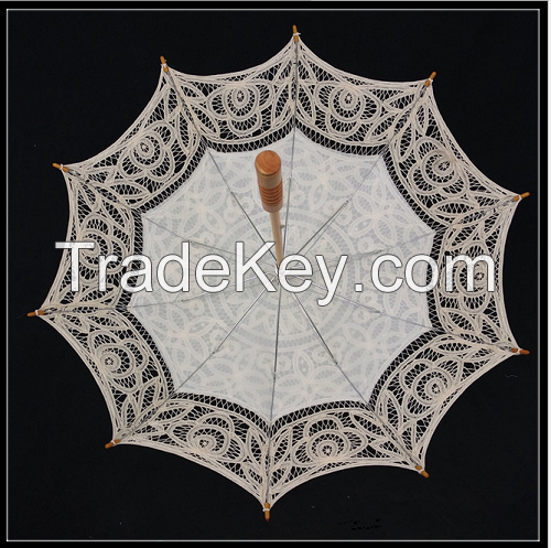 100% Hand Made Lace Sun Umbrella For Western Court Weddings White