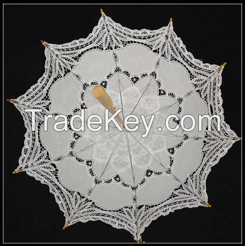 High-end 100% hand-made lace umbrella(white)