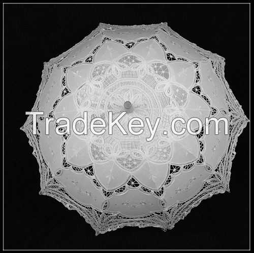 High-end 100% hand-made lace umbrella(white)
