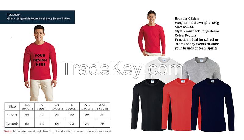 Gildan 180g Long Sleeve T-Shirts Printing Personalized