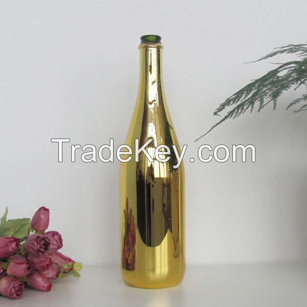 electroplate gold color Glass Wine and Champagne Bottle